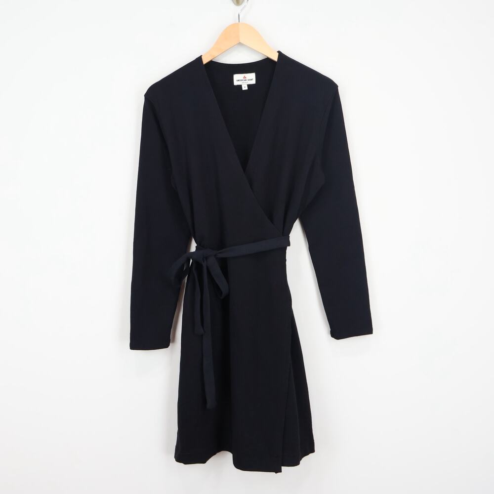 American Giant Women's Wrap Dress Black Size Medium NWOT - Picture 2 of 7